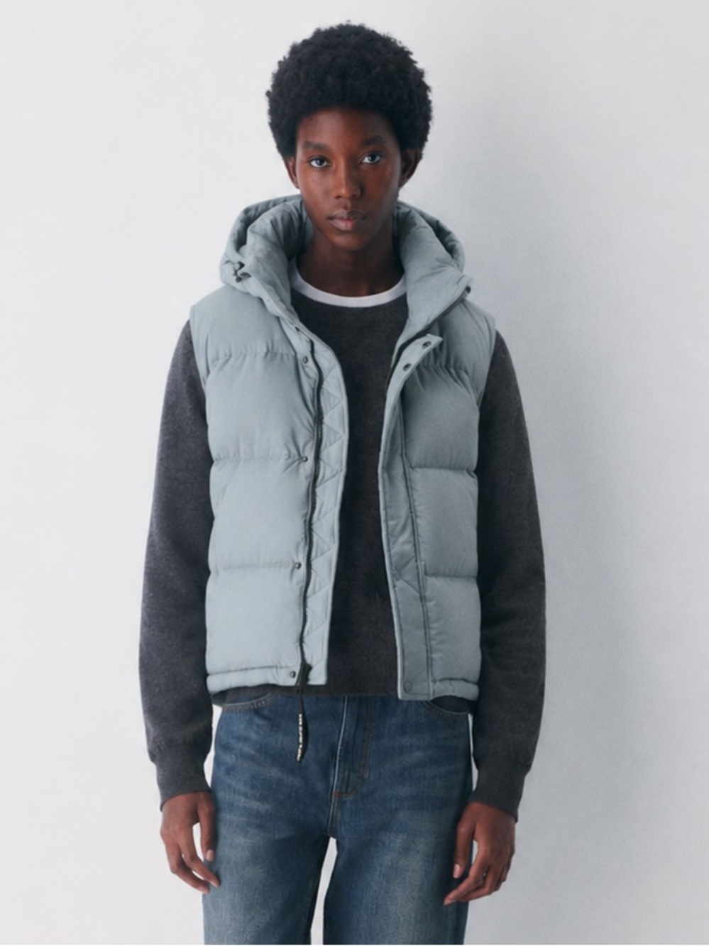 NWOT Aritzia super puff shorty vest melancholic blue.